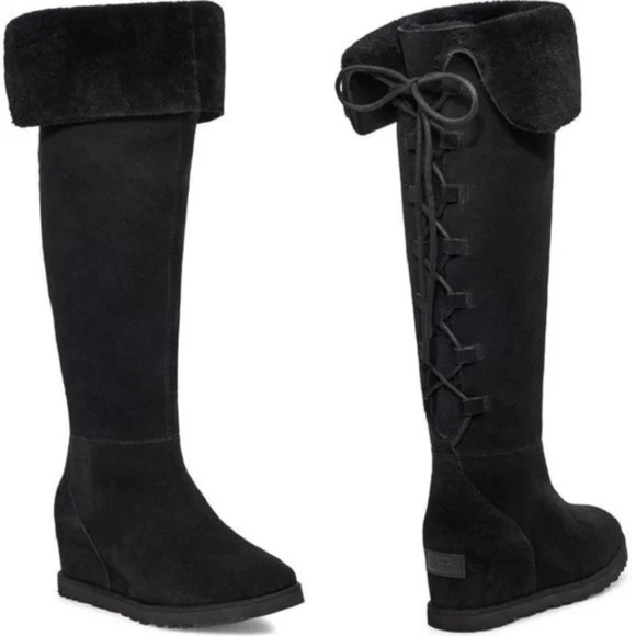 NEW UGG Over the Knee Classic Femme OTK Lace UP Wedge Heel Boots 10 - Picture 1 of 17